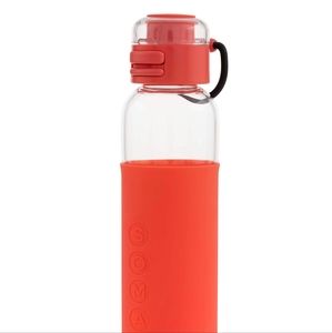 SOMA Glass Water Bottle with Silicone Sleeve, Sport Cap, Coral